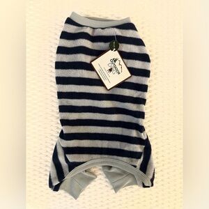 Navy and Gray Striped Dog Fleece- NWT